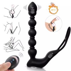 Plug hạt rung massage tuyến tiền liệt nam, có điều khiển từ xa