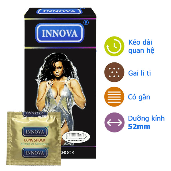 Bao cao su chống xuất tinh sớm Innova đen - hộp 12 cái