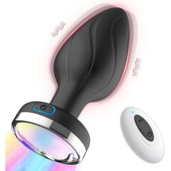 Plug hậu môn đèn LED rung 12 chế độ, điều khiển từ xa